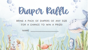 260 Under the Sea Baby Shower Diaper Raffle 3.5x2: 260 Under the Sea Baby Shower Invitation Set
