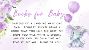 243 Purple Balloon Baby Shower Books for Baby 3.5x2: 243 Purple Balloon Elephant Baby Shower Invitation Set