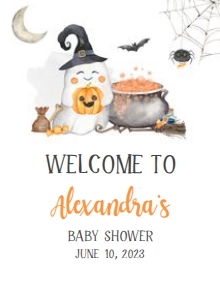 359 Halloween Baby is Brewing Baby Shower Welcome Sign 11x15: 359 Halloween Baby is Brewing Baby Shower Welcome Sign