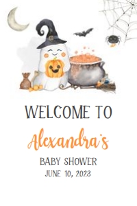 359 Halloween Baby is Brewing Baby Shower Welcome Sign 24x36: 359 Halloween Baby is Brewing Baby Shower Welcome Sign