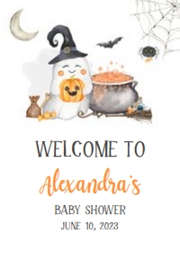 359 Halloween Baby is Brewing Baby Shower Welcome Sign 20x30: 359 Halloween Baby is Brewing Baby Shower Welcome Sign