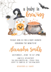 359 Halloween Baby is Brewing Baby Shower Invitation: 359 Halloween Baby is Brewing Baby Shower Invitation Set