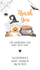 359 Halloween Baby is Brewing Baby Shower Favor Tag with Line: 359 Halloween Baby is Brewing Baby Shower Favor Tag