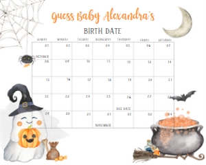 359 Halloween Baby is Brewing Baby Shower Calendar 10x8: 359 Halloween Baby is Brewing Baby Shower Calendar