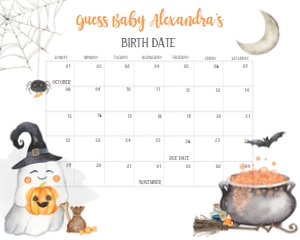 359 Halloween Baby is Brewing Baby Shower Calendar 20x16: 359 Halloween Baby is Brewing Baby Shower Calendar