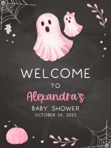 361 Pink A Little Boo Ghost Baby Shower Welcome Sign 18x24: 361 Pink A Little Boo Ghost Baby Shower Welcome Sign