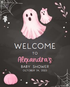 361 Pink A Little Boo Ghost Baby Shower Welcome Sign 16x20: 361 Pink A Little Boo Ghost Baby Shower Welcome Sign