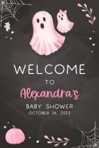 361 Pink A Little Boo Ghost Baby Shower Welcome Sign 20x30: 361 Pink A Little Boo Ghost Baby Shower Welcome Sign