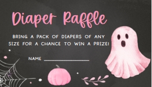361 Pink A Little Boo Ghost Baby Shower Diaper Raffle 3.5x2: 361 Pink A Little Boo Ghost Baby Shower Invitation Set