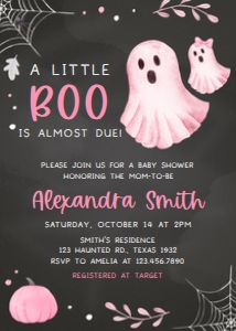 361 Pink A Little Boo Ghost Baby Shower Invitation: 361 Pink A Little Boo Ghost Baby Shower Invitation Set