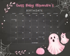 361 Pink A Little Boo Ghost Baby Shower Calendar 16x20: 361 Pink A Little Boo Ghost Baby Shower Calendar