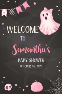 362 Ghoul Ghost Baby Shower Welcome Sign 20x30: 362 Ghoul Ghost Baby Shower Welcome Sign