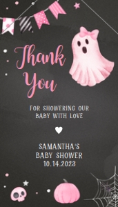 362 Ghoul Ghost Baby Shower Favor Tag with Line: 362 Ghoul Ghost Baby Shower Favor Tag