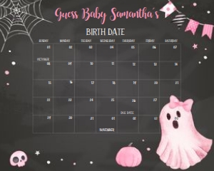 362 Ghoul Ghost Baby Shower Calendar 20x16: 362 Ghoul Ghost Baby Shower Calendar