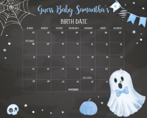 363 Booy Ghost Baby Shower Calendar 20x16: 363 Booy Ghost Baby Shower Calendar