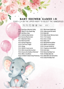 233 Pink Elephant Baby Shower Games Bundle 1: 233 Pink Elephant Baby Shower Games