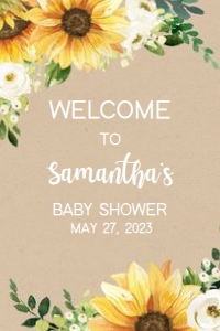 379 Rustic Sunflower Baby Shower Welcome Sign 20x30: 379 Rustic Sunflower Baby Shower Welcome Sign