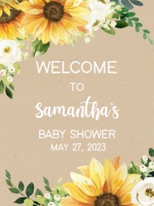 379 Rustic Sunflower Baby Shower Welcome Sign 18x24: 379 Rustic Sunflower Baby Shower Welcome Sign