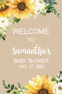 379 Rustic Sunflower Baby Shower Welcome Sign 24x36: 379 Rustic Sunflower Baby Shower Welcome Sign