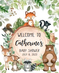 401 Wood Slice Woodland Animals Baby Shower Welcome Sign 16x20: 401 Wood Slice Woodland Animals Baby Shower Mega Bundle