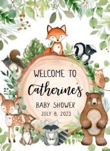 401 Wood Slice Woodland Animals Baby Shower Welcome Sign 11x15: 401 Wood Slice Woodland Animals Baby Shower Mega Bundle