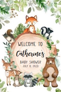 401 Wood Slice Woodland Animals Baby Shower Welcome Sign 24x36: 401 Wood Slice Woodland Animals Baby Shower Mega Bundle