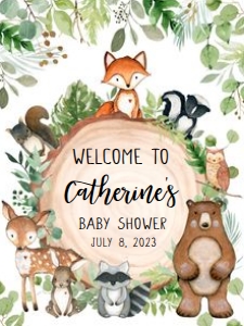401 Wood Slice Woodland Animals Baby Shower Welcome Sign 18x24: 401 Wood Slice Woodland Animals Baby Shower Mega Bundle