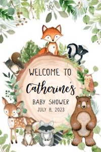 401 Wood Slice Woodland Animals Baby Shower Welcome Sign 20x30: 401 Wood Slice Woodland Animals Baby Shower Mega Bundle