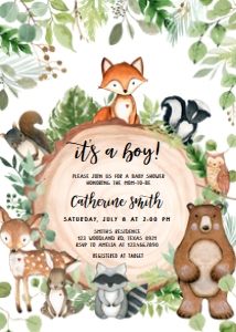 401 Wood Slice Woodland Animals Baby Shower Invitation: 401 Wood Slice Woodland Animals Baby Shower Mega Bundle