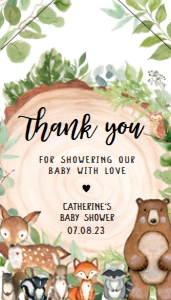 401 Wood Slice Woodland Animals Baby Shower Favor Tag with Line: 401 Wood Slice Woodland Animals Baby Shower Mega Bundle