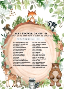 401 Wood Slice Woodland Animals Baby Shower Games Bundle 1: 401 Wood Slice Woodland Animals Baby Shower Mega Bundle