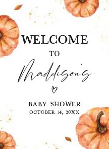 427 Minimalist Pumpkin Baby Shower Welcome Sign design preview