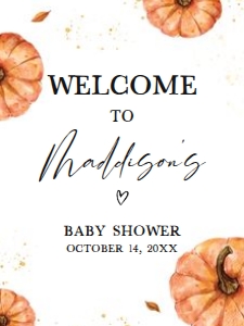 427 Minimalist Pumpkin Baby Shower Welcome Sign 18x24: 427 Minimalist Pumpkin Baby Shower Welcome Sign