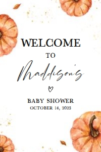 427 Minimalist Pumpkin Baby Shower Welcome Sign 24x36: 427 Minimalist Pumpkin Baby Shower Welcome Sign