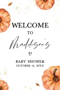 427 Minimalist Pumpkin Baby Shower Welcome Sign 20x30: 427 Minimalist Pumpkin Baby Shower Welcome Sign
