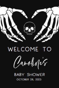 430 Gothic Skeleton Baby Shower Welcome Sign 20x30: 430 Gothic Skeleton Baby Shower Welcome Sign