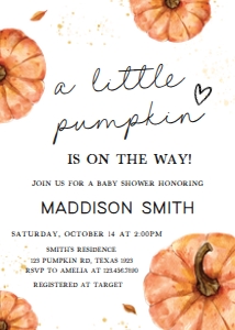 427 Minimalist Pumpkin Baby Shower Invitation: 427 Minimalist Pumpkin Baby Shower Invitation