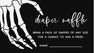 430 Gothic Skeleton Baby Shower Diaper Raffle: 430 Gothic Skeleton Baby Shower Invitation Set