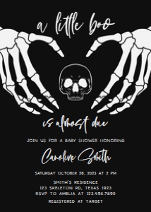 430 Gothic Skeleton Baby Shower Invitation: 430 Gothic Skeleton Baby Shower Invitation