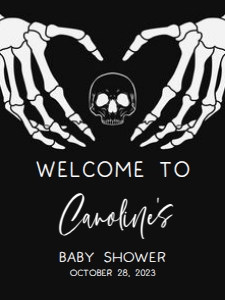430 Gothic Skeleton Baby Shower Welcome Sign 18x24: 430 Gothic Skeleton Baby Shower Welcome Sign