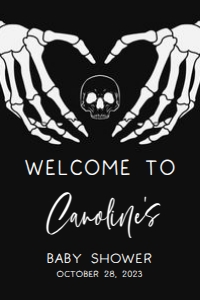 430 Gothic Skeleton Baby Shower Welcome Sign 24x36: 430 Gothic Skeleton Baby Shower Welcome Sign
