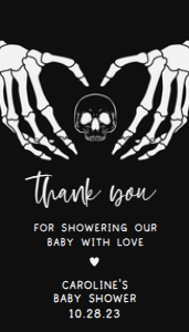 430 Gothic Skeleton Baby Shower Favor Tag: 430 Gothic Skeleton Baby Shower Favor Tag