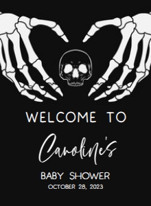 430 Gothic Skeleton Baby Shower Welcome Sign 11x15: 430 Gothic Skeleton Baby Shower Welcome Sign