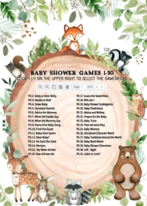 401 Wood Slice Woodland Animals Baby Shower Games Bundle 2: 401 Wood Slice Woodland Animals Baby Shower Mega Bundle