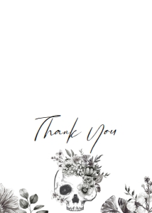432 Floral Skull Baby Shower Thank You Card: 432 Floral Skull Baby Shower Invitation Set