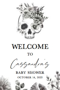 432 Floral Skull Baby Shower Welcome Sign 24x36: 432 Floral Skull Baby Shower Welcome Sign