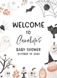 434 Halloween Baby Shower Welcome Sign 11x15: 434 Halloween Baby Shower Welcome Sign