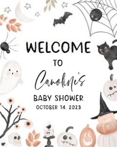 434 Halloween Baby Shower Welcome Sign 16x20: 434 Halloween Baby Shower Welcome Sign