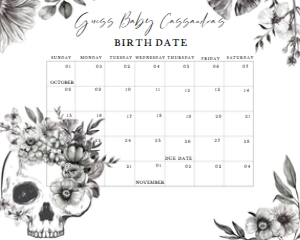 432 Floral Skull Baby Shower Calendar 10x8: 432 Floral Skull Baby Shower Calendar