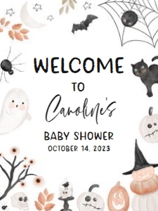 434 Halloween Baby Shower Welcome Sign 18x24: 434 Halloween Baby Shower Welcome Sign